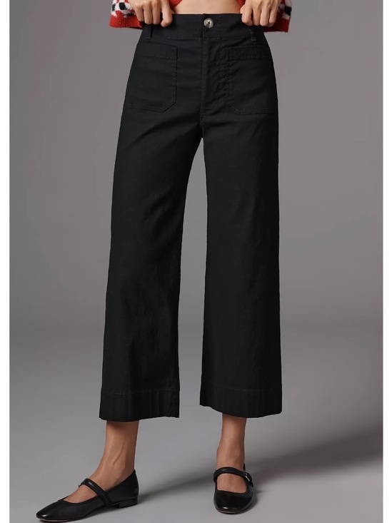 Anthropologie Maeve The Colette Linen Blend Crop Wide-Leg Pants Size 26 Petite - Picture 2 of 16